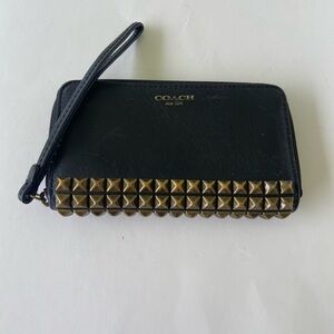 Coach Black and Gold Studded Wristlet